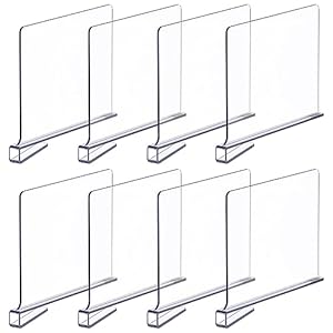 BigBcart Acrylic Shelf Dividers for Closet Organization – Closet Shelf Divider, Clothes Dividers for Closets, Clear Closet Dividers for Shelves, Closet separators for Clothes, Closet Organizer (8pcs)