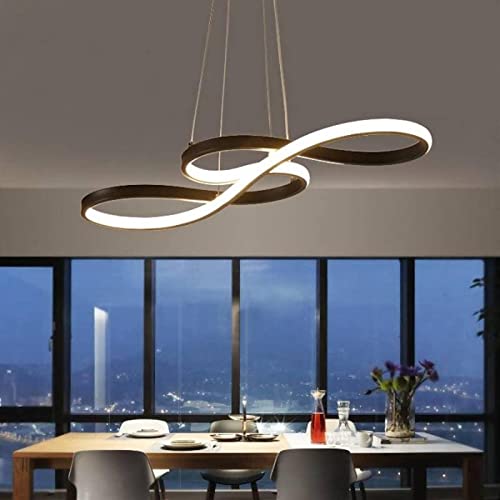 Musicale Note Design LED Lampada A Sospensione Moderno Elegante Acrilico Lampadario Regolabile Lampada Sospeso Per Sala Da Pranzo Isola Cucina Uffic(Size:75x32cm, 48W,Color:Nero, bianco caldo)