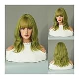 Pelucas para mujeres Peluca verde Matcha for mujer, peluca de pelo Bob sintético, ondulada hasta el hombro, falso for fiesta Cosplay for, Halloween