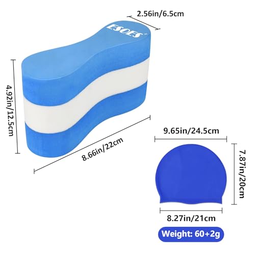 Esoes Pull Buoy Swimming Aid Poolboy Training Equipment, EVA 3-Layer Pull Buoy Leg Float with Silicone Swim Cap, Unisex Pullboy Swimming for Adults & Beginners