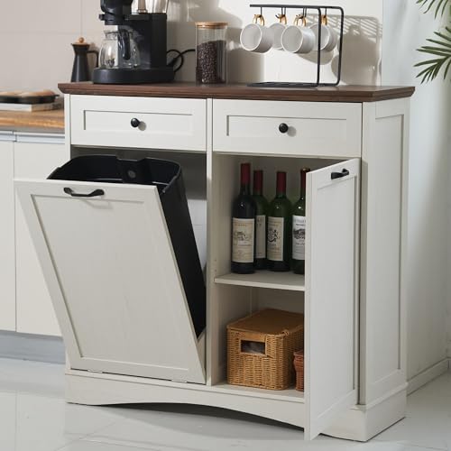 Antique White 13-Gallon Tilt-Out Cabinet