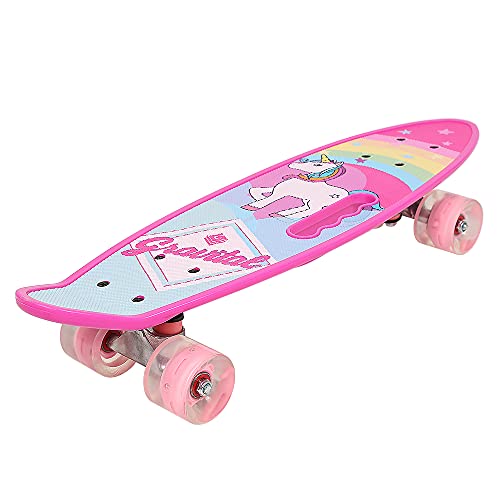 Skateboard Completo per Principianti-skateboard Double Kick Deck Concavo con 7 strati di legno d'acero, per bambini,59 * 15 * 11 cm (rosa)