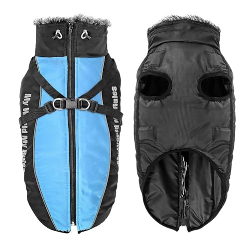Chaqueta para perros abrigada con arnés para evitar tirones y proteger del invierno 7