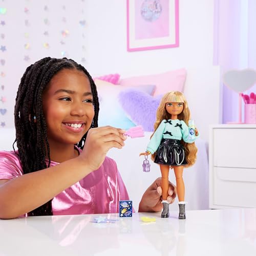 Image of Barbie Dream Besties Zia Doll with Themed Accessories | Brown Haired Fashion Doll with Wavy Hair and Removable Clothes, 7 Hair and Moon Accessories, Ages 3+, JGG36