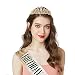 COCIDE Birthday Queen Sash & Rhinestone Tiara Set Gold Happy Birthday Crowns for Women Party Decoration Kit Rhinestone Headband for Women Glitter Crystal Hair Accessories for Cake Topper