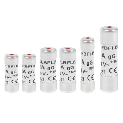 DEBFLEX électronique céramique Lot de 6 Fusibles avec Voyant 2X(10A+16A)+ 1X(20A+32A) -Nf-Deblex 715007, Gris