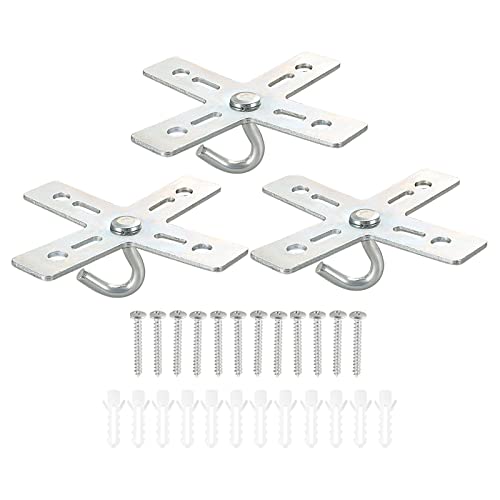 PATIKIL Techo Gancho Kit, 3 Juego Cruz Diseño Metal Placa Montaje Colgador Soporte Techo Ventilador Luz Accesorio para Colgante Luz Candelabro