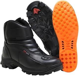 Bota Coturno Para Motociclista em Couro Legítimo com Ziper.