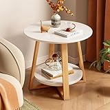 CuNtoHHH Mesa Auxiliar de Tres Niveles, Mesa Auxiliar de Madera, Mesa de sofá Redonda con Compartimento de Almacenamiento, Mesa de Centro Moderna, mesita de Noche para Habitaciones pequeñas, dormitor
