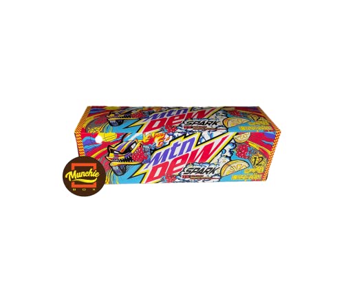 Pepsi Co Mountain Dew Spark, the Dew with a blast of Raspberry Lemonade by Munchie Box (Pack of ( 12 ) Cans 12 oz)