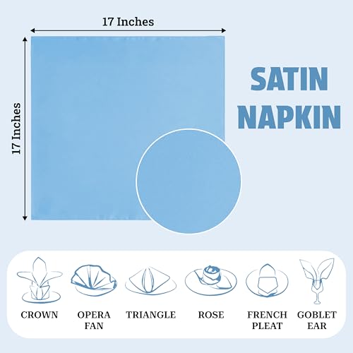 Pack de 50 Servilletas de Satén 12” x 12” Baby Blue miniatura 4