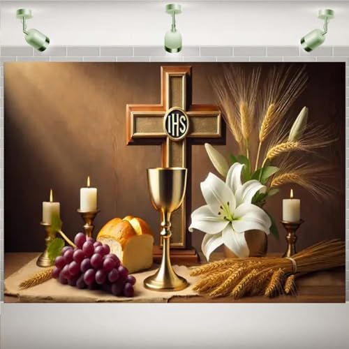 Fondo fotográfico God Bless Gold Glitter 7x5ft miniatura 3