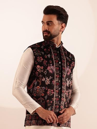 Image of SOJANYA (Since 1958 Men's Velvet Nehru Jacket With Paisley Print