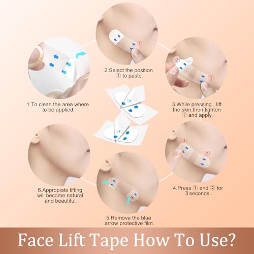 YAGUVI Face Lift Tape, Face Lift Tape Invisible, Face Tape Lifting Invisible, Face Tape Instantly Lifts Sagging Skin Around The Face, Hides The Double Chin and Creates A v-Shaped Face 60PCS