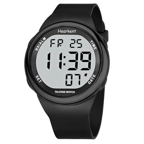 Hearkent Reloj parlante en español Que Habla Claro y Alto, Hora, Fecha y Hora de Alarma Personas Mayores, Personas con discapacidad Visual o ciegas-(2105 Negro)
