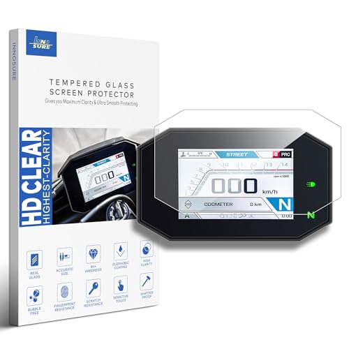 INNOSURE Gehärtete Glas-Schutzfolie für Aprilia RSV4 1100, Tuono V4 1100, Tuareg (Rally) 660, RS 660, Tuono 660 Motorrad-Instrument 5-Zoll-Display 9H kratzfest/fingerabdruckresistent (HD klar)