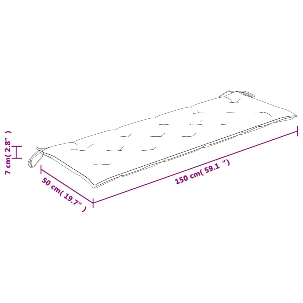 vidaXL Coussin de Banc de Jardin, Coussin de Siège, Coussin de Banc de Patio, Coussin de Meuble de Jardin d'Extérieur, Rayures Bleues/Blanches 150x50x7 cm