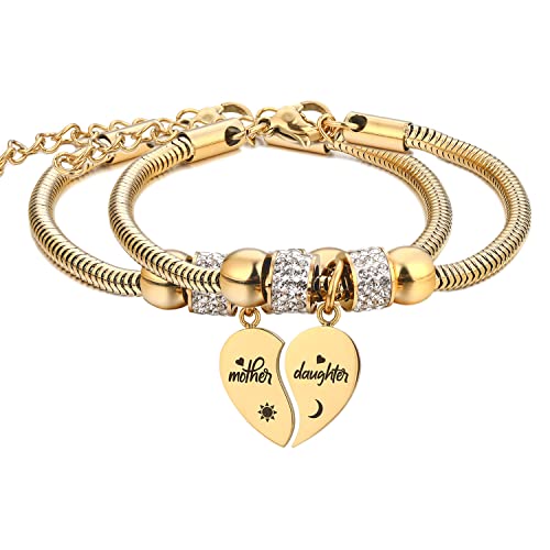 Image of Yonhon Mother Daughter Bracelet Necklace for 2 /3 /4, Mother Daughter Matching Keychain Set