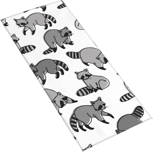 フェイスタオル グレースケールのアライグマ マイクロファイバー タオル 柔らか 肌に優しい 肌触りが良い ふわふわ 髪に優しい 通気 かわいい 抗菌防臭加工 瞬間吸水 速乾 耐久性 薄手 毛羽落ち少ない 業務用タオル