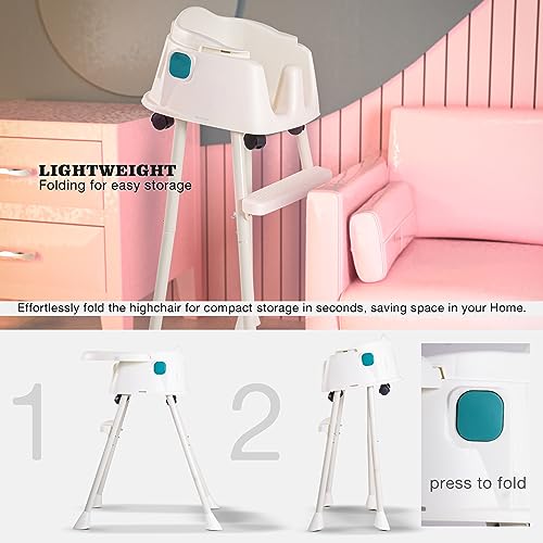 Image of Baybee 4 in 1 Convertible Kids High Chair for Baby | Comfortable Booster Seat with Height Adjustable, Footrest, Food Tray & 3 Point Safety Belt | Feeding Chair for 1 to 4 Years Boys Girls (White)