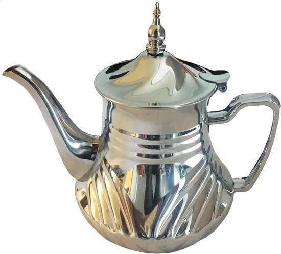 Tetera marroquí/árabe de acero inoxidable con diseño elegante. Con filtro integrado. Diseño lujoso y para larga durabilidad. Selecciona el tamaño adecuado para tí y/o para tu familia. (0.8 L)