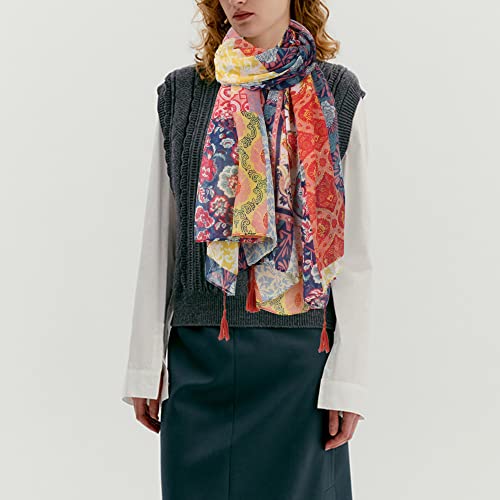 Minache Women Embroidery Chiffon Scarf Wrap Shawls Lightweight Scarf Fashion Summer Fall Scarves (7491+Multicolor)2