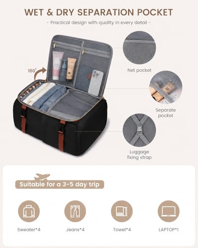 Image of Crewer Bayne Travel Backpack for Women and Men | Water Resistant Cabin Bag with Laptop Compartment & Multiple Organiser Pockets | Carry On Luggage | Backpack for Women Travel