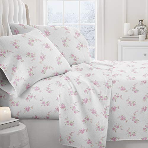 Linen Market Parure de lit 4 pièces en Flanelle de qualité supérieure, pour lit Double, Rose Cover