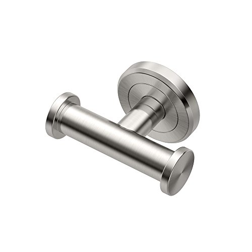 Gatco 4295A Latitude II Double Robe Hook | Wall-Mounted Bathroom Hook for Towels & Robes | Premium Metal, Satin Nickel Finish