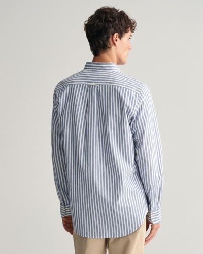 Gant Para Hombre. 3240060 Camisa Regular Fit De Lino Y AlgodóN A Rayas Azul (M), Casual, Manga Larga - 2