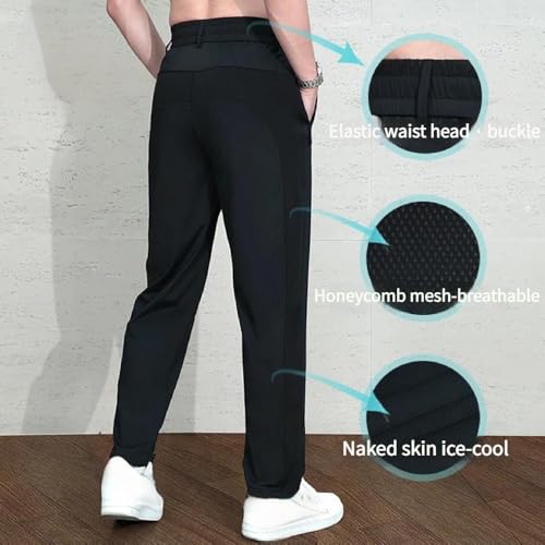 Meshrions - Ice Silk Mesh Panel Casual Pants,Mesh Irons Cooling Pants for Men Over 55,Quick Drying3