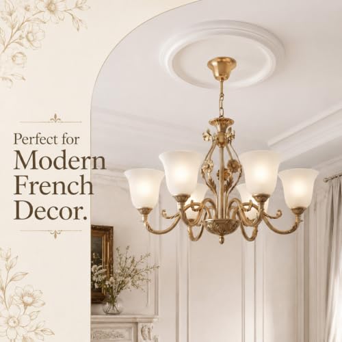 Image of 2pcs Ceiling Medallion for Light Fixtures Chandeliers,White,Elegant | Molded PU Ceiling Decor, Lightweight Decorative Trim, for Ceiling Fan, Chandelier and Indoor Lighting Fixture Home Renovation
