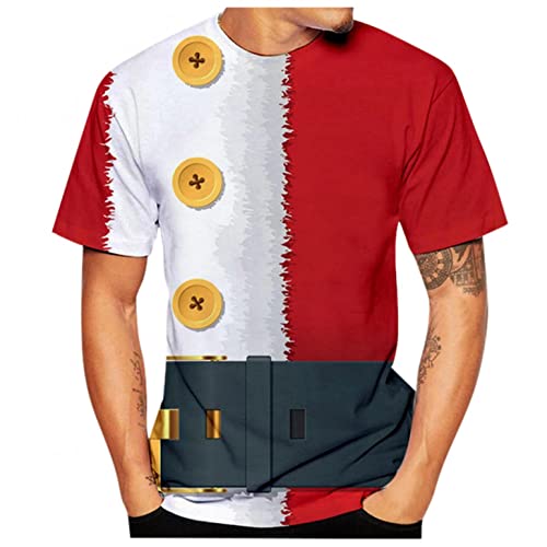 Zhiyao Camiseta de Navidad para hombre, regalo de Navidad, jersey de Papá Noel, disfraz de cosplay, ropa de calle, regalo ideal, 3-rojo, XL