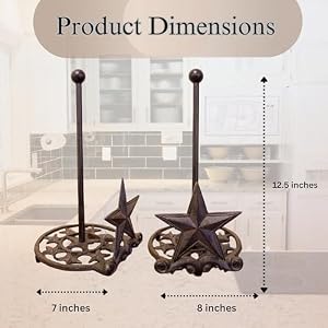 BestGiftEver Metal Star Country Rustic Paper Towel Holder - Freestanding Kitchen Countertop Decor for Farmhouse, and Western Styles - Made of Rustic Brown Cast Iron, for Countertop Cabin Theme BestGiftEver Metal Star Country Rustic Paper Towel Holder Freestanding Kitchen Countertop Decor for Farmhouse and Western Styles Made of Rustic Brown Cast Iron for Countertop Cabin Theme