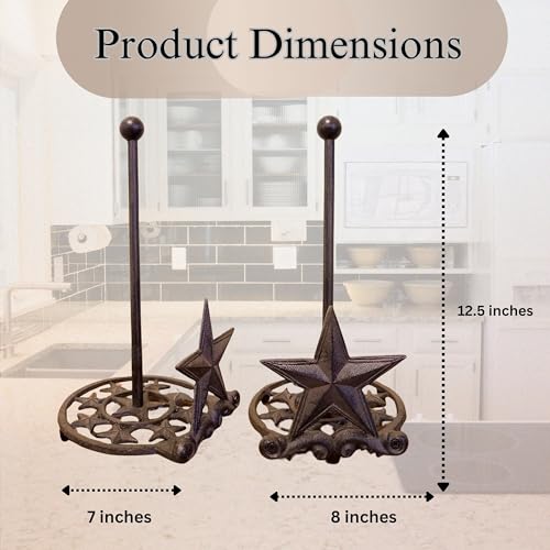BestGiftEver-Metal-Star-Country-Rustic-Paper-Towel-Holder-Freestanding-Kitchen-Countertop-Decor-for-Farmhouse-and-Western-Styles-Made-of-Rustic-Brown-Cast-Iron-for-Countertop-Cabin-Theme BestGiftEver Metal Star Country Rustic Paper Towel Holder Freestanding Kitchen Countertop Decor for Farmhouse and Western Styles Made of Rustic Brown Cast Iron for Countertop Cabin Theme