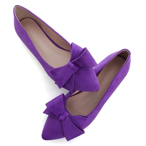 Image of TN TANGNEST Flats Shoes Women Comfort Casual Loafers | Classic Pointed Toe Bowknot Flats Cute Slip On Flats, Wear to Work Travel Walk