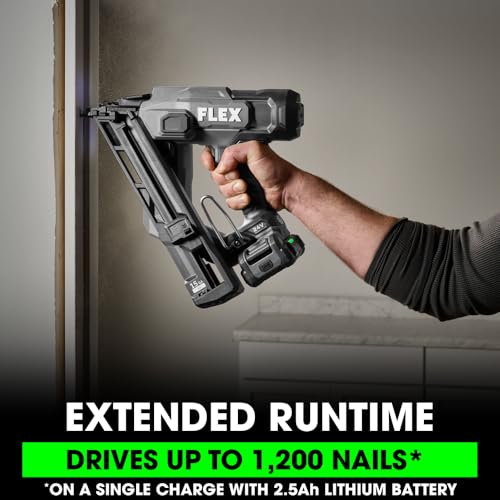 Image of FLEX 24V Brushless Cordless 15 Gauge 1-1 /4-inch to 2-1 /2-inch Angled Finish Nailer Kit with 2.5Ah Lithium Battery and 160W Fast Charger - FX4311B-1A