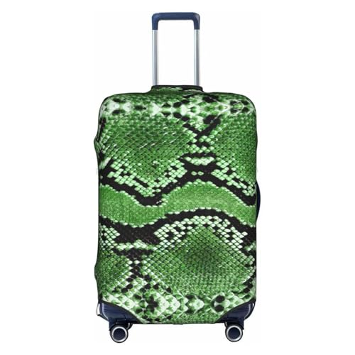 Housse de protection pour valise lavable motif peau de serpent vert et blanc en taille L