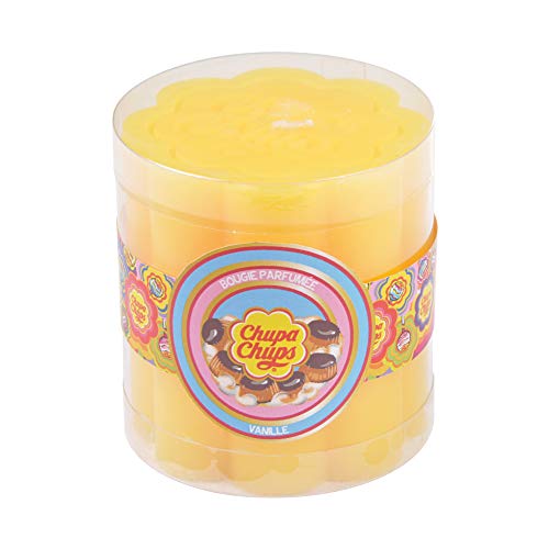 Homéa, Bougie Pilier Forme Fleur Chupa Chups Ø7 x H7,5 cm Parfum Vanille