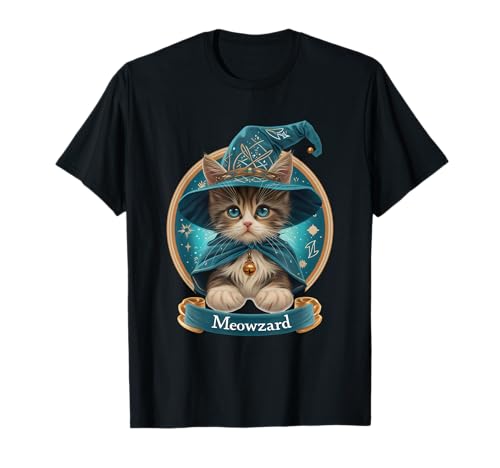 Magical Meowzard: Enchanting Halloween Wizard Cat T-Shirt