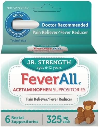 4 Pack FEVERAL JR. ACETAMINOPHEN 325MG Suppository 6CT