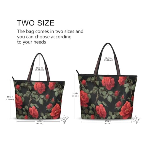 Bolso Tote rojo Rose Leaf para mujer con cierre y diseño durable miniatura 3