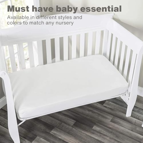 Image of Everyday Kids Fitted Crib Sheet, 100% Soft Breathable Microfiber Baby Sheet, Fits Standard Size Crib Mattress 28in x 52in, White Nursery Sheet