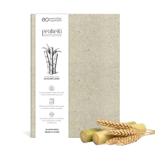 Image of eo Diary for Women & Men | Cover Made from Sugarcane Waste & Wheat Straw Pages | A5 Undated Note Book | Personal Journaling, Daily Planner, Gratitude Diaries Office Executive Diary