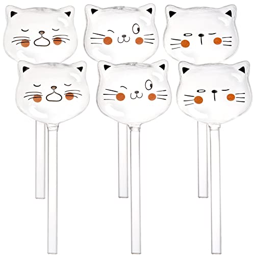 SOUJOY 6 Pieces Self Watering Bulb, Glass Plant Watering Globes, Hand Blown Cat Shape Automatic Watering Spike Device for Indoor and Outdoor Plants by SOUJOY - Used condition - CA$22.39