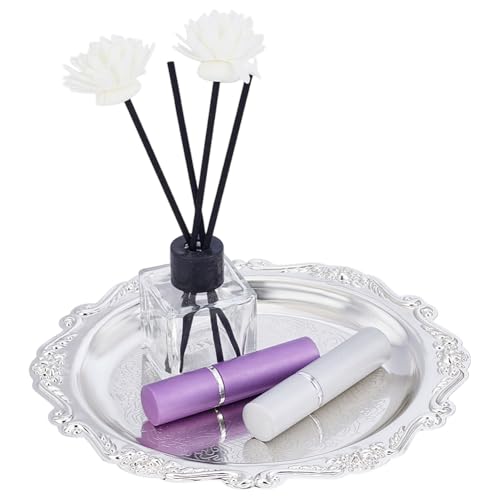 PH PandaHall 7.8" Silver Tray Jewellery Display Tray Serving Tray