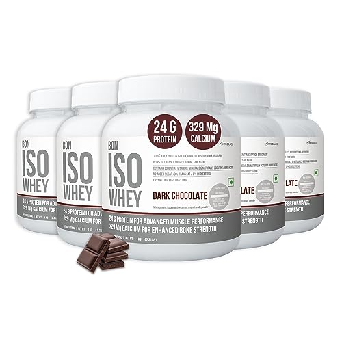 Image of 100% Protein Isolate, Dark Chocolate | 5 Kg, 165 Servings In Pack Of 5 | Muscle Strength And Bone Health | 24 Gram Protein, 329Mg Calcium, 5.5 Gram Bcaa, Essential Vitamins, Minerals