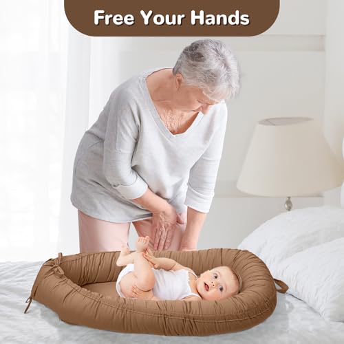 Image of EAQ Baby Lounger, Infant Lounger for Newborn,Portable Baby Nest Cover Breathable & Soft, Newborn Essentials