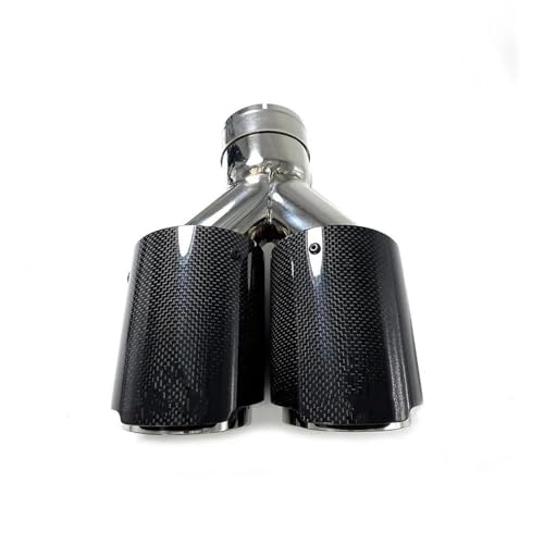 Tubo de escape universal 57mm a 76mm cola doble de carbono para coche