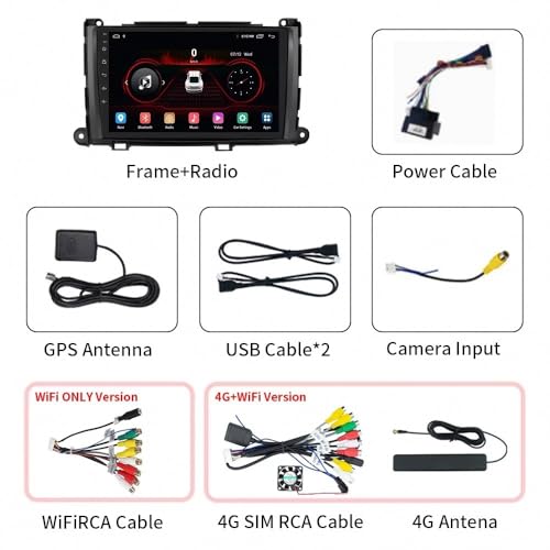 Android Auto para Toyota Sienna 2009-2014 con Bluetooth y pantalla táctil inalámbrica 7